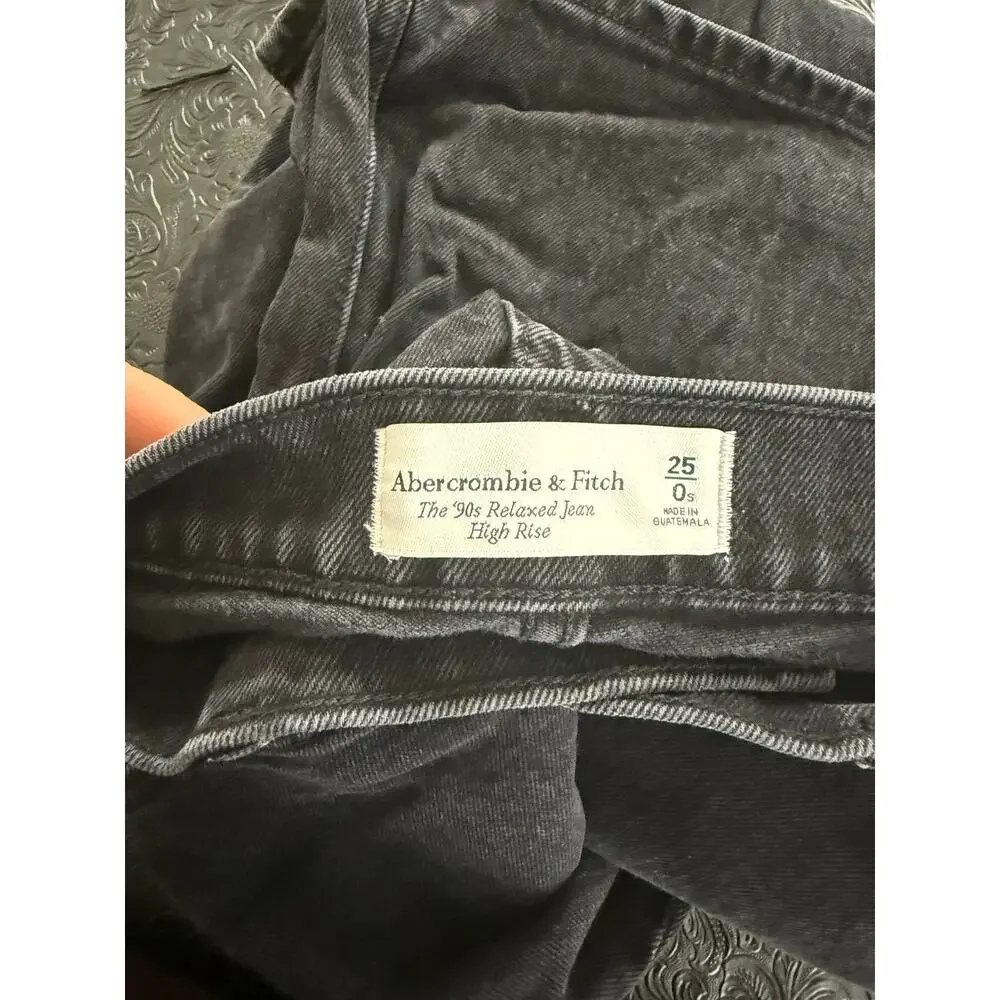 Abercrombie & Fitch Jeans Women's 25/0 Black 90s Relaxed Jean High Rise - Picture 4 of 6